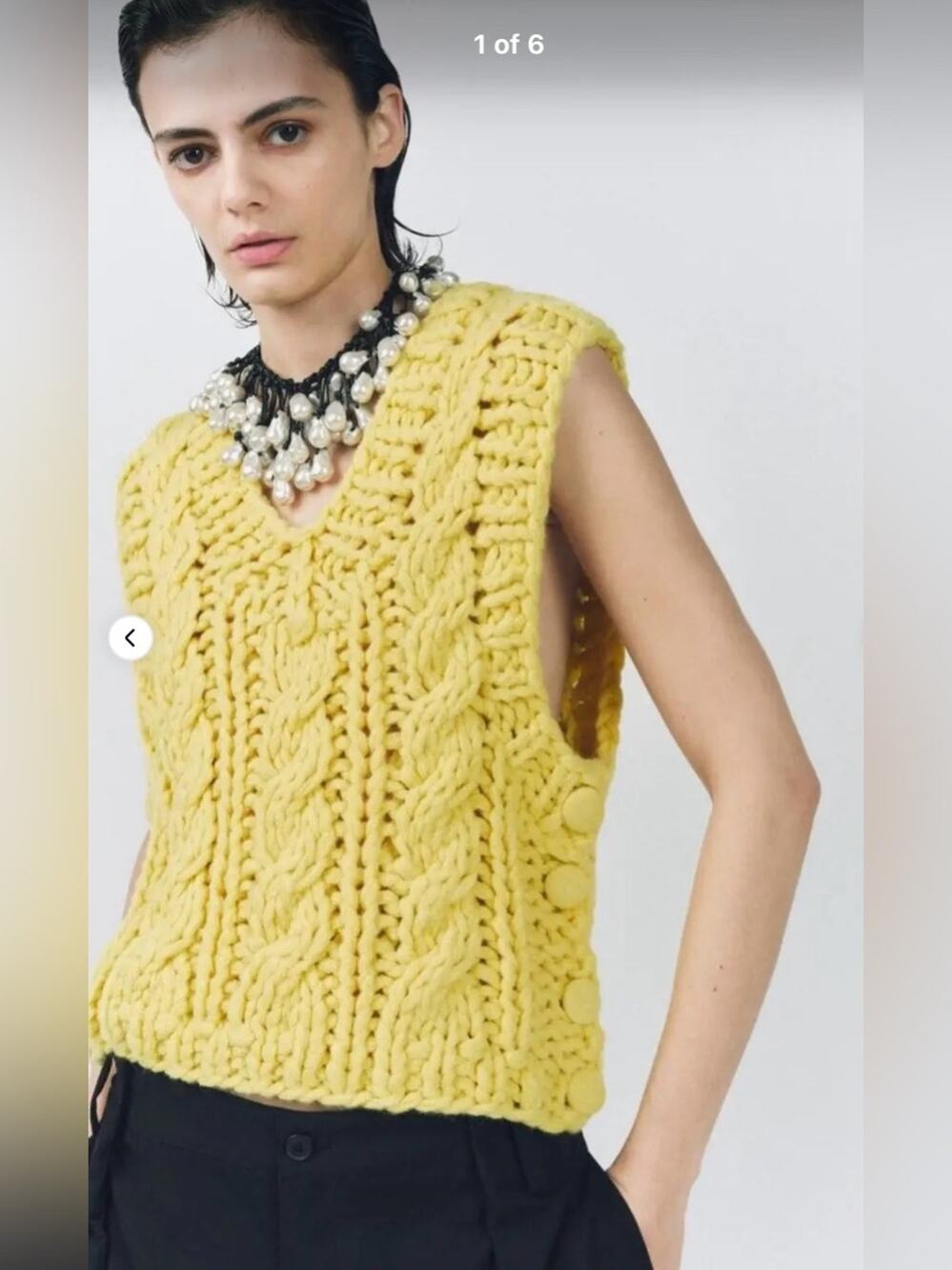 Zara Canary Yellow Chunky Cable Knit Open Sides Grandmillennial Sweater Vest